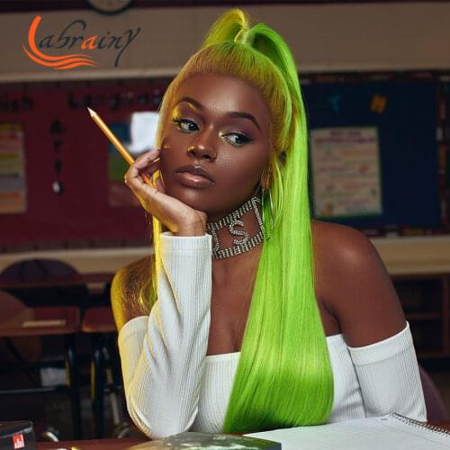613 Highlight Green 40 Inches Hd Transparent Lace Front Colored Wigs Fulll Blonde 13X6 Lace Frontal Long Human Hair Wig Glueless