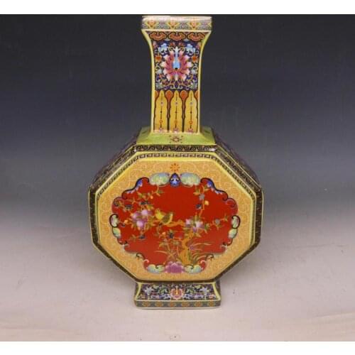 7Antique QingDynasty porcelain vase,Enamel flowers and birds bottle ,Hand-painted crafts,Collection&Adornment,Free shipping