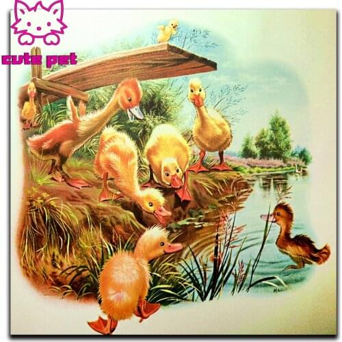Diamond embroidery Cute ducklings diy diamond painting full square round drill mosaic picture of rhinestones Cross Stitch Decor