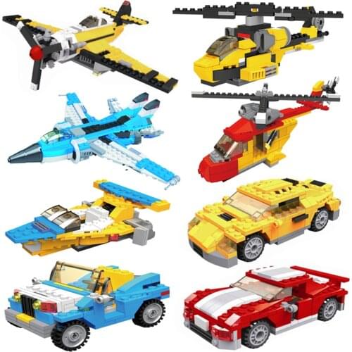 Car Plane Police Military Army Robot Fire Station SWAT Truck Train Animal Figure Toys For Children Building Blocks Birthday Gift