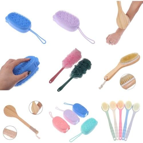 Body Dry Brush Natural Boar Bristle Organic Dry Skin Body Brush Bamboo Wet Back Shower Brushes Exfoliating Bathing Brush