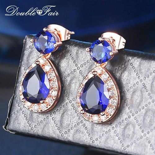 Big Drop-shaped Purple Zircon Crystal Earrings For Women Classic Wedding Engagement Earring Jewelry Gift DZE005M