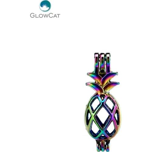 C46 5pcs/lot COLORS Multicolor Fruit Pineapple bead cage Pendant Pearl Locket Fairytale Party