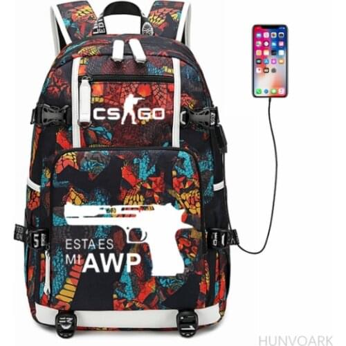 CS GO Fnatic Virtus.pro SK Game in Pyjamas USB Charge Backpack for Teenager Boys Girls Student SchoolBag Laptop Mochilas Men