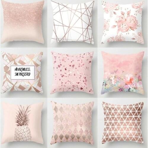 Nordic Style Pillows Decorative Geometric Cushions Covers Petal Pink Pillow Girly Style Pillowcase Designer Pillow Case