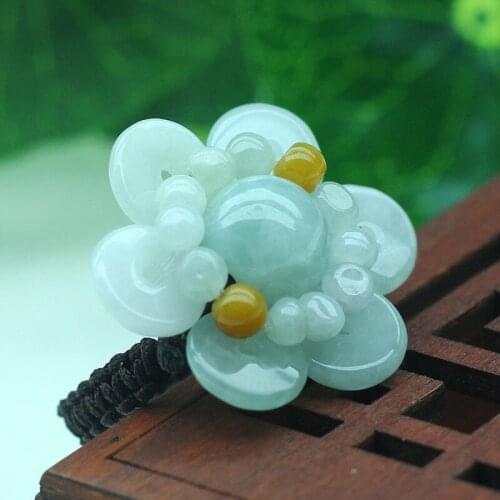Customized Natural Jade Emerald Sunflower Ring Bracelet Charm Jewellery Fashion Accessories Hand-Carved Man Woman Luck Amulet