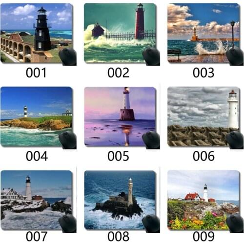 Natural Rubber Mouse Pad Printed with Artificial lighthouse -Stitched Edges
