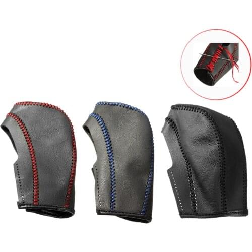 Leather Gear Shift Knob Cover For Chevrolet /Cruze Captiva 2013 2012 2011 Automatic Transmission Hand-stitched DIY Brake Cover