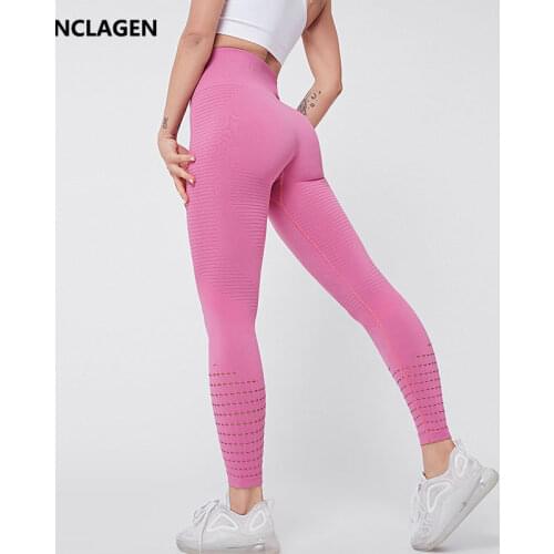 NCLAGEN Seamless Leggings Fitness Yoga Pants High Waist Elastic Squat Proof Hip Lifting Running GYM Capri Mesh Workout Tights