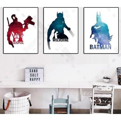 Boy Room Decor Mural Marvel Superhero Poster Spiderman Deadpool Canvas Painting Wall Art Living Room Home Decoration Picture
