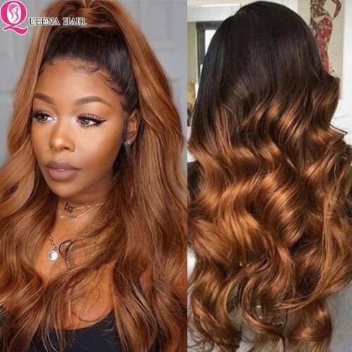 Honey Blonde Lace Front Wig Brown Human Hair Wigs Ombre Body Wave Lace Front Human Hair Wig Remy 180% Raw Indian Bodywave Wig