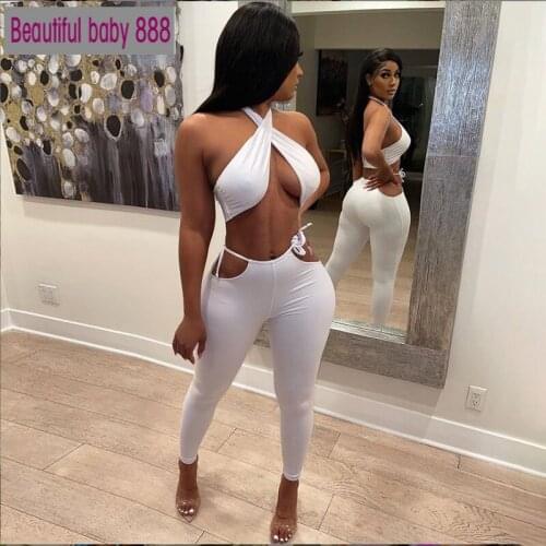 Meqeiss 2 Two-piece For Womens Sets Summer Sexy Crop Top Leggings Backless Solid Color Suits Sexy Comfortable Sportswear Ladies