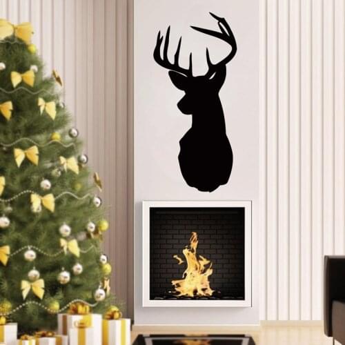 Deer Head Wall Decals Monogram Animals Deer Silhouette Wall Sticker Vinyl Mural Removable Wall Art Home Decoration