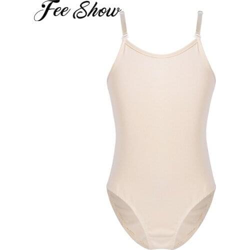 Nude Kids Girls Shoulder Straps Camisole Tank Ballet Leotards Underwear for Fitness Dancing Gymnastics Leotard Ballet Dancewear