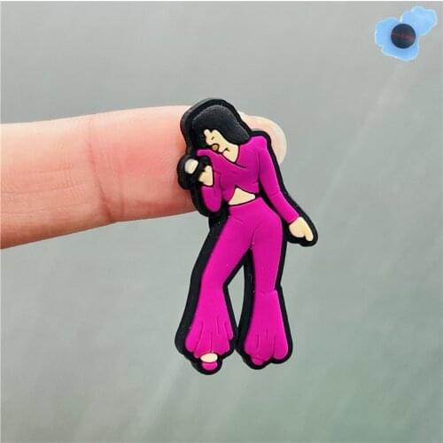 New Arrival 1pcs PVC Singer Cool Girls Shoes Accessories Garden Shoe Decorations Fit Croc Jibz Charm Children Party Presents