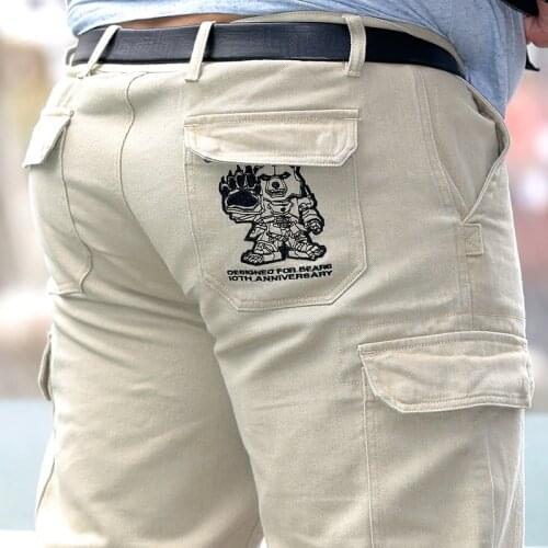 2018 New Arrival Bear Claw Paw Mens Cargo Pants Casual Plus Size Pant Multi Pocket Outdoors Long Trousers Black Khaki 34-44