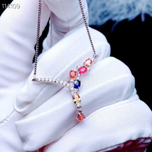 New Luxury 100% Natural Real Fashion Sapphire Pendant 925 sterling silver For men or women