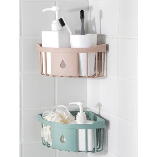 Plastic Corner Storage Rack Kitchen Organizer Shelf Sink Sponge Brush Holder Bathroom Corner Toiletries Storage Holder