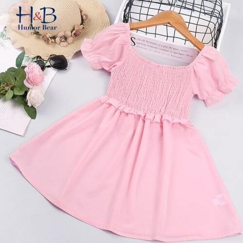 Humor Bear Girls Dress NEW Summer short sleeve solid color Sweet Princess Party Dress Fashion Toddler Kids Clothes