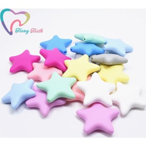Teeny Teeth 10 PCS Stars Silicone Beads Baby Teethers Food Grade Baby Teething Toys For Pacifier Chain Necklace DIY Accessories