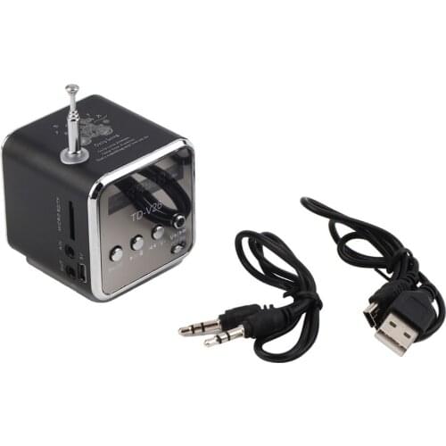 Portable Aluminum Alloy TD-V26 Mini Speaker Portable Digital LCD Sound TF FM Radio Music Stereo Loudspeaker for Laptop