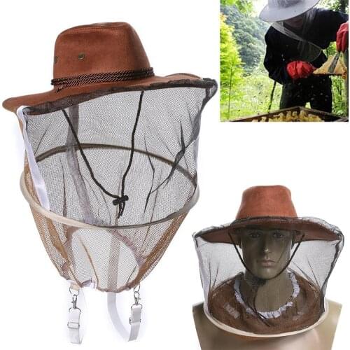 Professional Beekeeping Hat Beekeeper Cowboy Hat Anti Mosquito Bee Insect Veil Net Hat Full Face Neck Wrap Protector