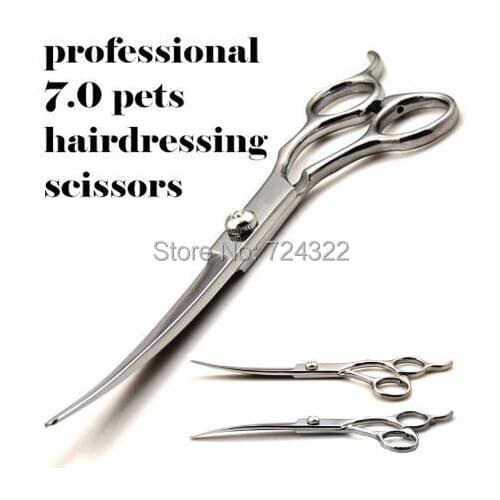 Professional 7.0 pets Hairdressing Scissors Animals shears 4CR steel Barber Hair Cutting Straight Thinning Clipper Free Shipping