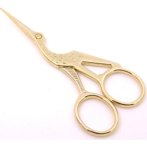 Pulaqi Crane Tailor Scissor Vintage Craft Sewing Embroidery And Sewing Cutter Scissors Cross Stitch Classic Golden Silver 2 Size