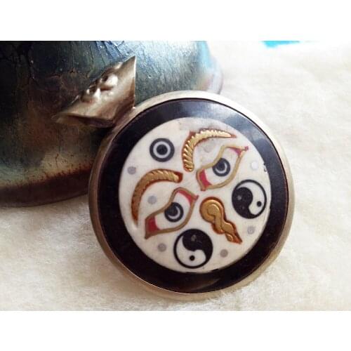 Tibet gossip face disaster Hannaford om mani padme hum Silver Pendant