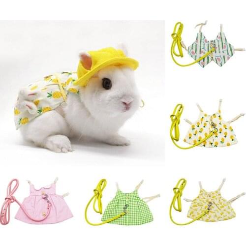 Cute Bunny Vest Harness Outdoor Leash Set Rabbit Clothing Suit Button Decor Small Pet Kitten Small Animal Walking Clothes