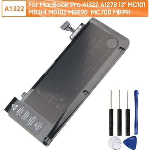Replacement Battery A1322 For MacBook Pro A1322 A1278 13" MC101 MD314 MD102 MB990 MC700 MB991 Replacement Battery 63.5Wh