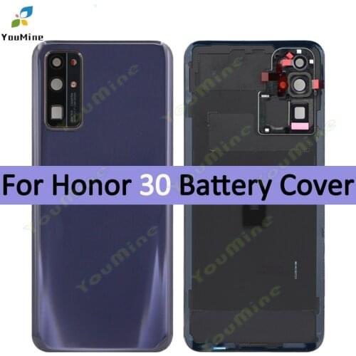 For Huawei Honor 30 Bcak Glass Battery Cover Rear Housing Back Case With Camera Lens+Adhesive for honor 30 battery cover