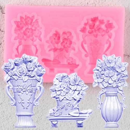 Sugarcraft Flower Silicone Mold Flower Pot Fondant Molds Cake Decorating Tools Chocolate Gumpaste Moulds Clay Candy Mould