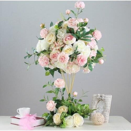Wedding Table Decoration Artificial Flower Ball Metal Candlestick Backdrop Wedding Decor Road Lead Wall Hotel Shop Party Decor