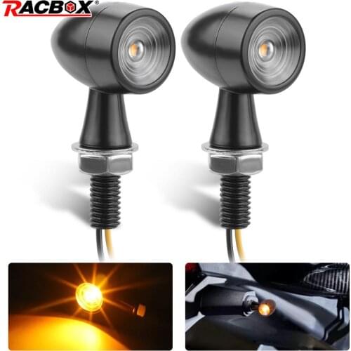 Motorcycle LED Turn Signal Light Universal Vintage Classic Turn Signal Lamp Amber Brake Direction Indicator 8MM Bolt Thread 12V