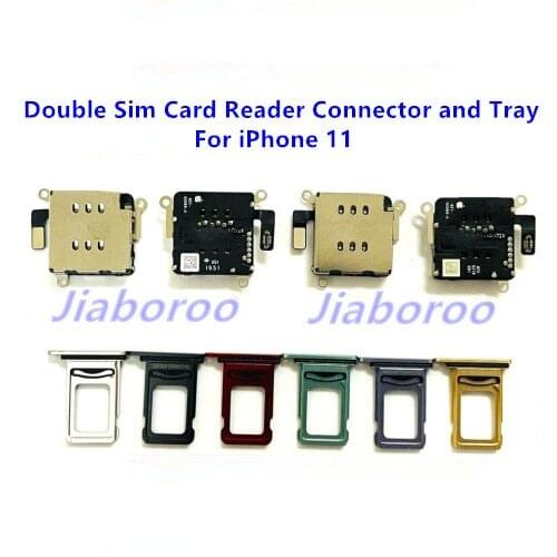 1Set Original new for iPhone 11 / 11 Pro 11Pro /11 Pro Max 11ProMax Dual SIM Card reader flex cable + SIM Holder tray Slot