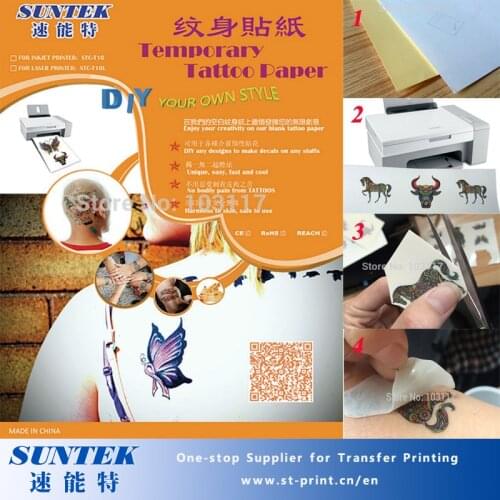Temporary Tattoo Sticker Water Transfer Paper Film Sheets for Inkjet/Laser Printers DIY Tattoo Harmless to Body Skin