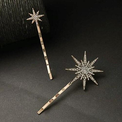 Women Hair Clips Brand Rhinestone Moon Snowflake Star Vintage Alloy Geometric Hair Pin Set Hair Accessories Girls Lovely