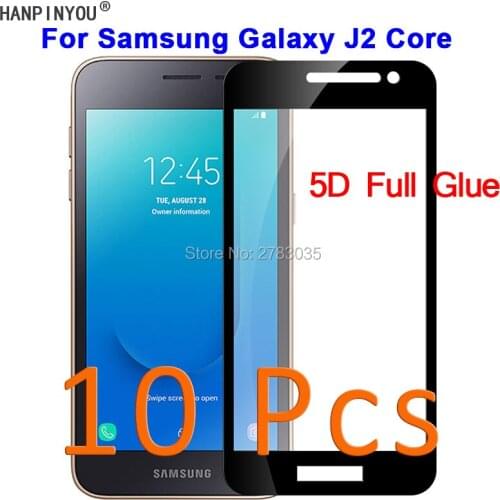 10 Pcs/Lot For Samsung Galaxy J2 Core J260G 5.0" 5D Full Glue Cover Toughened Tempered Glass Film Screen Protector Guard