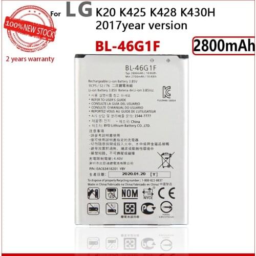 100% Original 2800mAh BL-46G1F Battery For LG 2017 Version K10 K20 K425 K428 K430H Phone High quality Battery+Tracking number