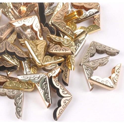 50Pcs 15x15x3mm Mixed Flower Lace Book Corner Protector For Folders Photo Diy Metal Corners Albums Decor Craft 15x15x3mm c2202
