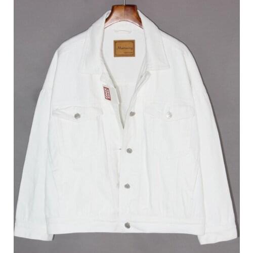 White Denim Jacket Women Korean Fashion Oversized Loose Jeans Jacket Long Sleeve Short Bomber Jean Coat Jaqueta Feminina Outwear