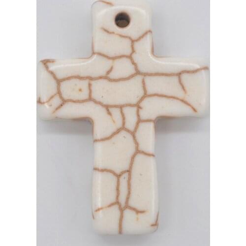 White Howlite Cross GEM Pendant Fashion Jewelry Loose Bead S101