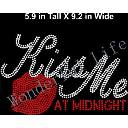 Free shipping hot fix Rhinestone Bling Girls shirt Iron-On New Year -- Holiday - Sassy - Kiss me at Midnight