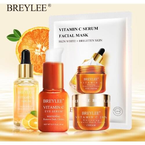 BREYLEE Vitamin C Whitening Series Eye Cream Face Serum Face Mask Remove Dark Circle Spots Moisturizing Essence Skin Care Set