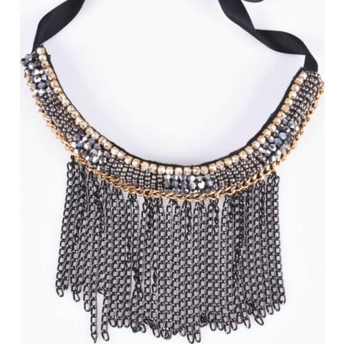 Chain tassel Bohemia collar necklace new arrived three color ribbon style trendy choker necklaces for women Dress collocation