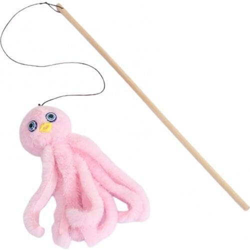 Wooden Pole Plush Octopus Funny Kitten Stick Toy Biting Chewing Pet Cat Supplies