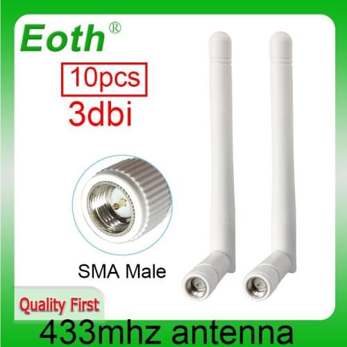 433MHz Antenna 3dbi 10pcs SMA Male Connector Plug 433 MHz Directional Antena Small Size Waterproof Antenne fo Lorawan watermeter