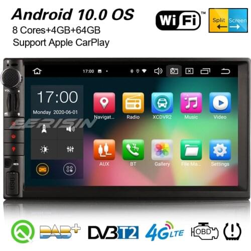 Erisin 8149 8-Core Android 10.0 Universal Double 2 DIN Car Stereo CarPlay DAB+ Navigation WiFi DVB-T2 Bluetooth OBD2 SWC DSP GPS