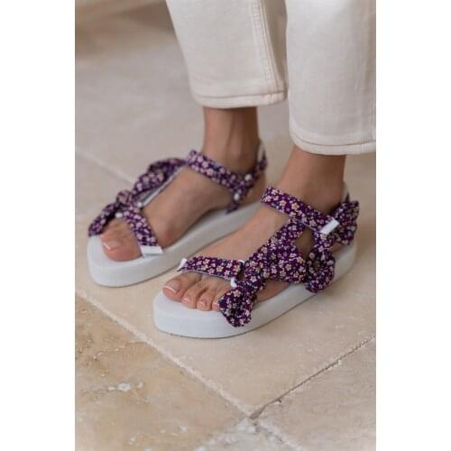 Floral Patterned Beautiful Looking Purple Women 'S Slippers Sandals
